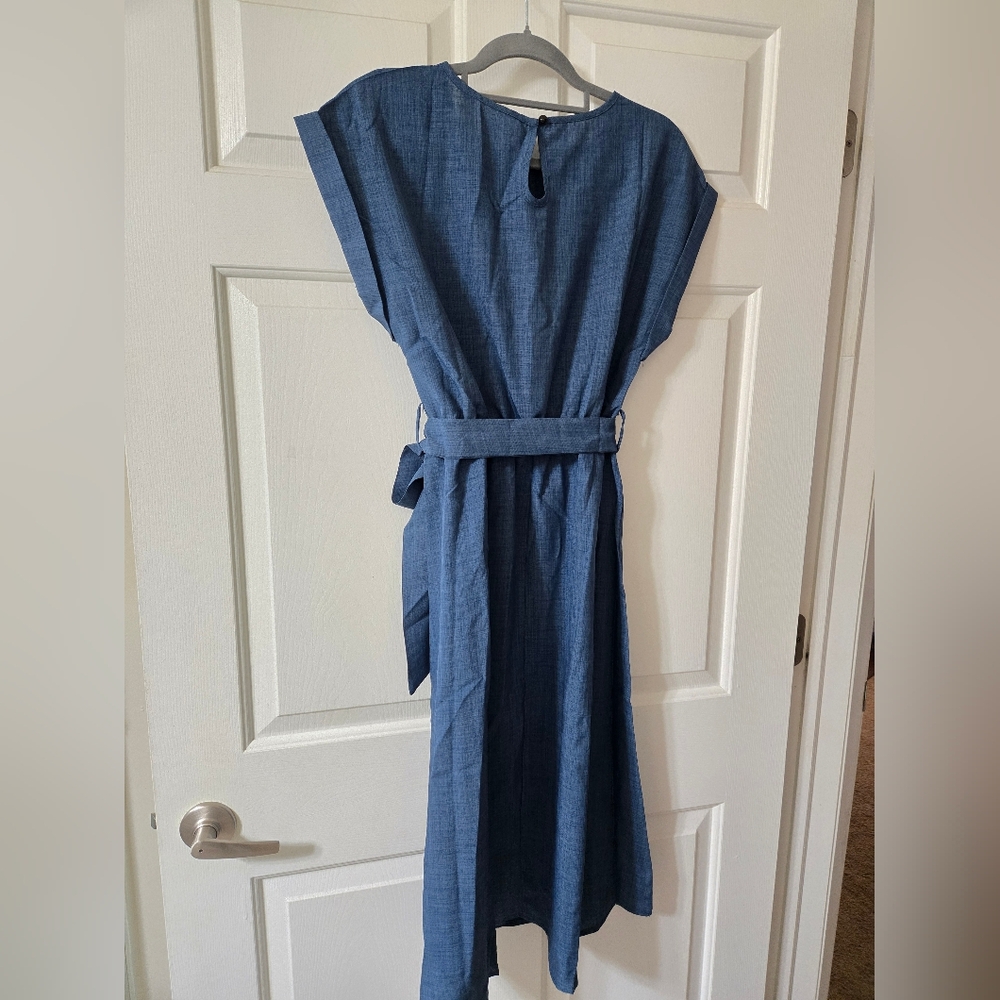 Blue A-Line Midi Dress - Picture 4 of 5